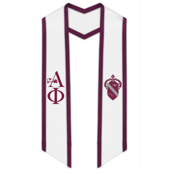 Alpha Phi Greek Trimmed Lettered Stole with Crest - Graduation Cap&Gown