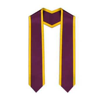 Maroon Pointed Graduation Stole with Gold Trim - Graduation Cap&Gown