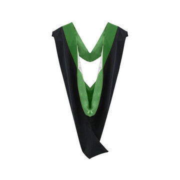 Deluxe Bachelors/Masters Hood - Kelly Green Velvet, Kelly Green & White - Graduation Cap&Gown