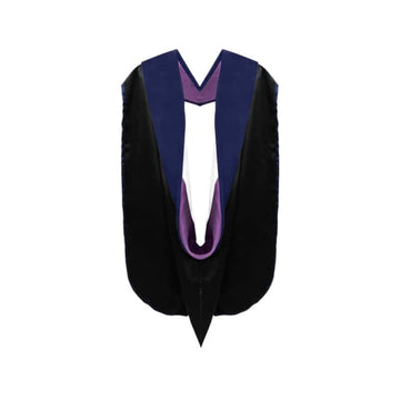 PhD Doctor Hood Dark Blue Velvet - Purple & White - Graduation Cap&Gown