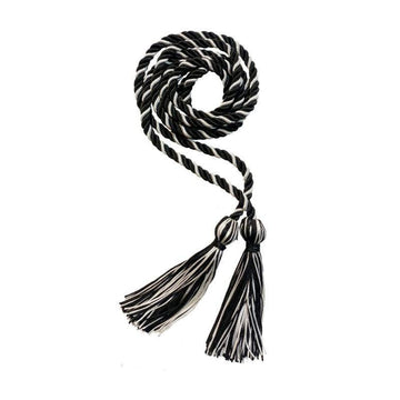 Black and White Intertwined Elementary Honor Cord - Graduation Cap&Gown