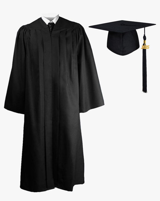 Deluxe Fluted Bachelor Graduation Gown Cap Tassel Package - Graduation Cap&Gown