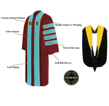 Custom Doctoral Graduation Gown and Hood Package - Doctorate Regalia - Graduation Cap&Gown