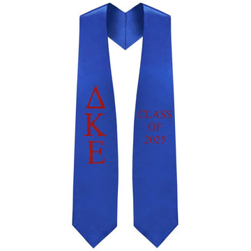 Delta Kappa Epsilon Lettered Stole w/ Year - Graduation Cap&Gown