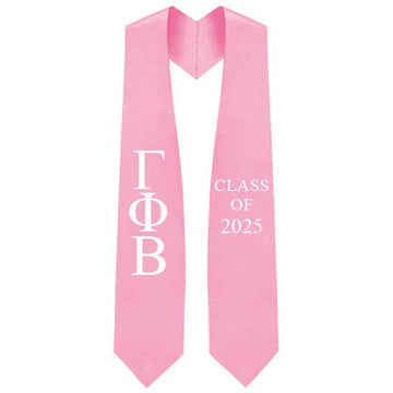 Gamma Phi Beta Greek Lettered Stole with Year - Graduation Cap&Gown