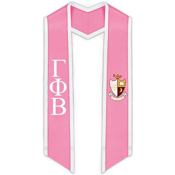 Gamma Phi Beta Trimmed Greek Lettered Stole with Crest - Graduation Cap&Gown