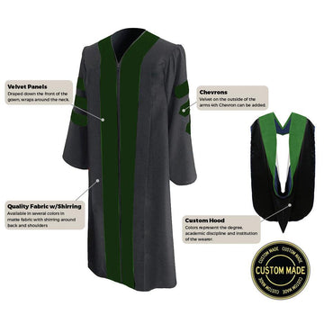 Custom Classic Doctoral Gown and Hood Package - Graduation Cap&Gown