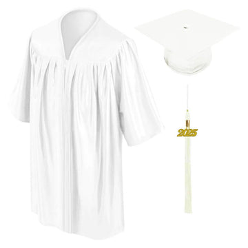 Shiny White Kindergarten/Preschool Cap & Gown - Graduation Cap&Gown