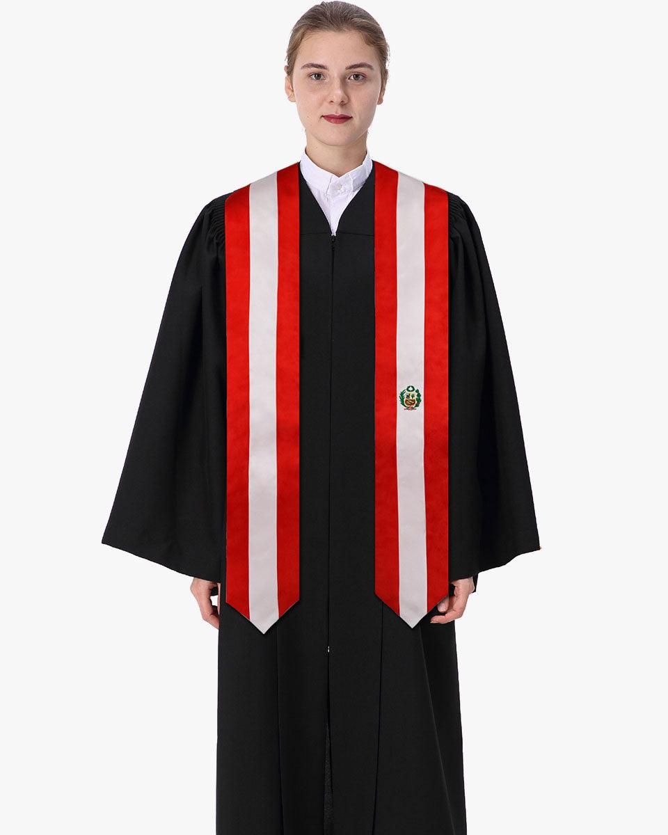 17 Country Flag Graduation Stoles Embroidery Sashes for Study Aboard International Students - Graduation Cap&Gown