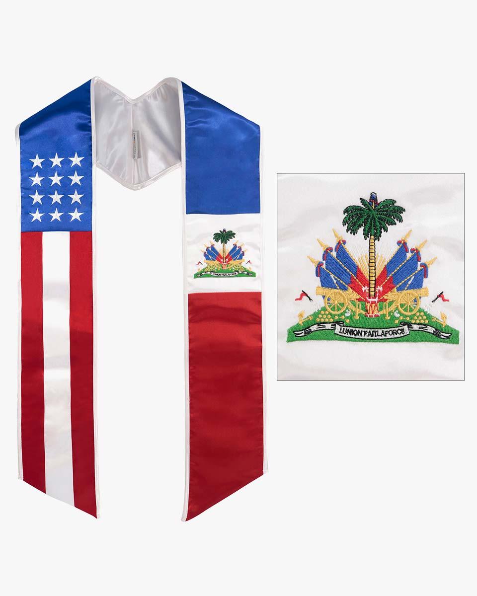 7 Mixed Flag Graduation Stoles Embroidery Sashes for Study Aboard Students - Graduation Cap&Gown