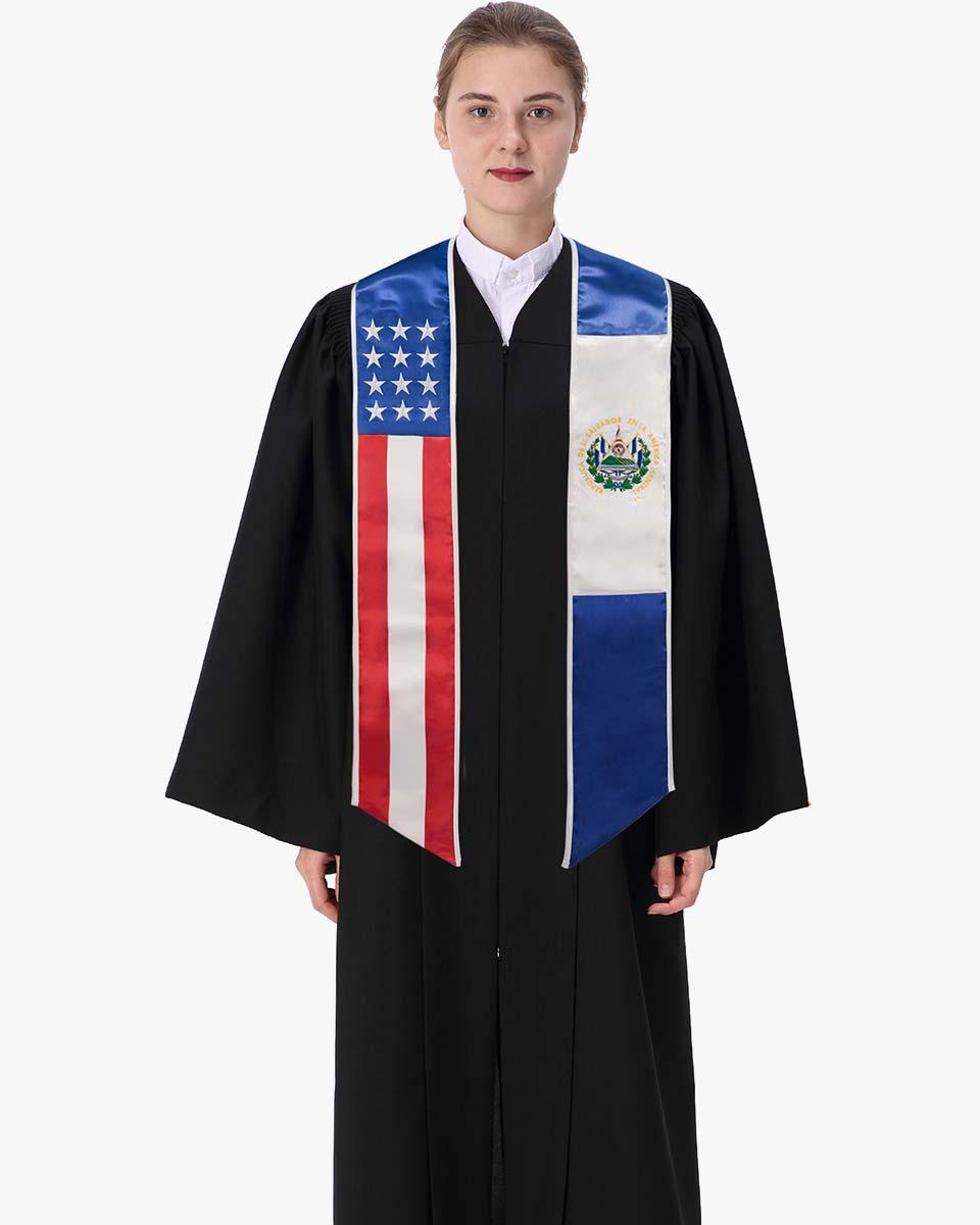 7 Mixed Flag Graduation Stoles Embroidery Sashes for Study Aboard Students - Graduation Cap&Gown