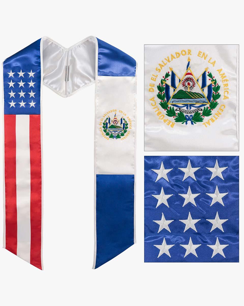 7 Mixed Flag Graduation Stoles Embroidery Sashes for Study Aboard Students - Graduation Cap&Gown