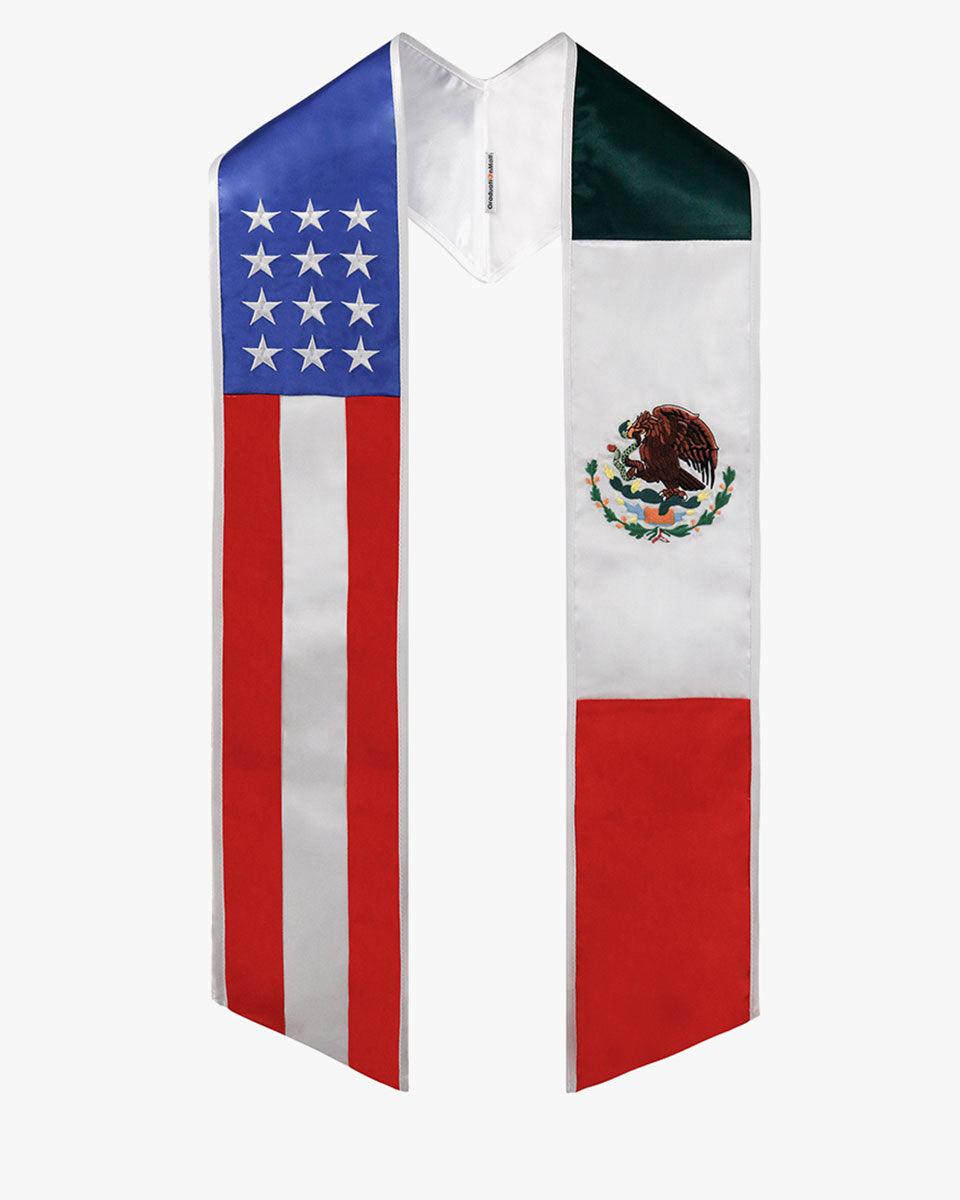 7 Mixed Flag Graduation Stoles Embroidery Sashes for Study Aboard Students - Graduation Cap&Gown