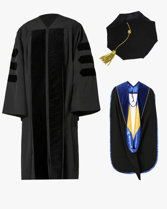 Classic Doctoral Graduation Gown, Tam & Hood Package - Graduation Cap&Gown