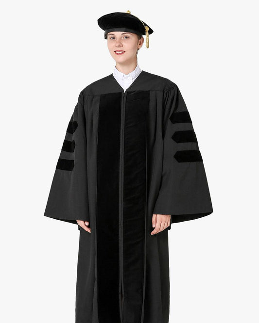 Classic Doctoral Graduation Gown, Tam & Hood Package - Graduation Cap&Gown