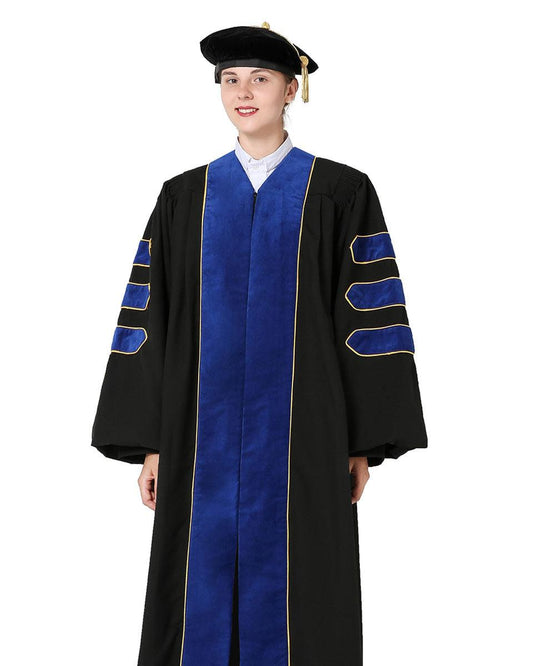 Deluxe Doctoral Tam, Gown & Hood Package - Phd Blue - Graduation Cap&Gown