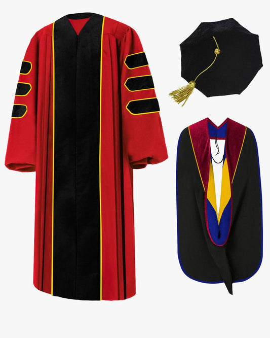 Custom Deluxe Doctoral Gown, Tam & Hood Package - Graduation Cap&Gown