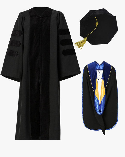 Economy Doctoral Graduation Gown, Tam & Hood Package - Graduation Cap&Gown