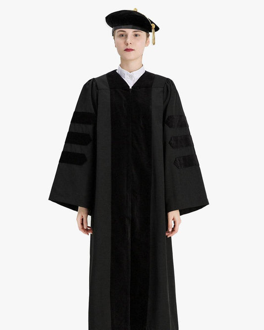 Economy Doctoral Graduation Gown, Tam & Hood Package - Graduation Cap&Gown