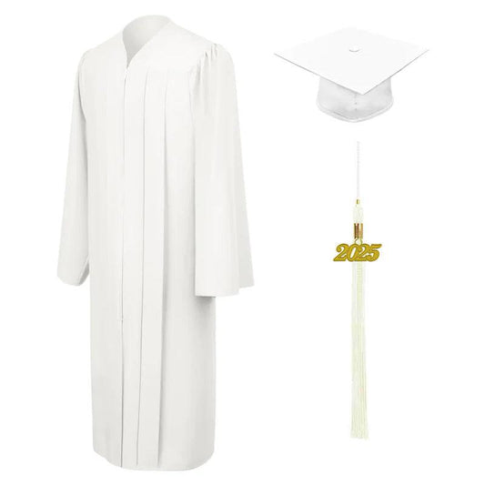 Matte White Bachelors Cap & Gown - Graduation Cap&Gown