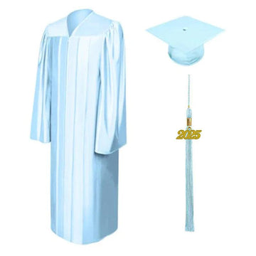 Shiny Light Blue Bachelors Academic Cap & Gown - Graduation Cap&Gown