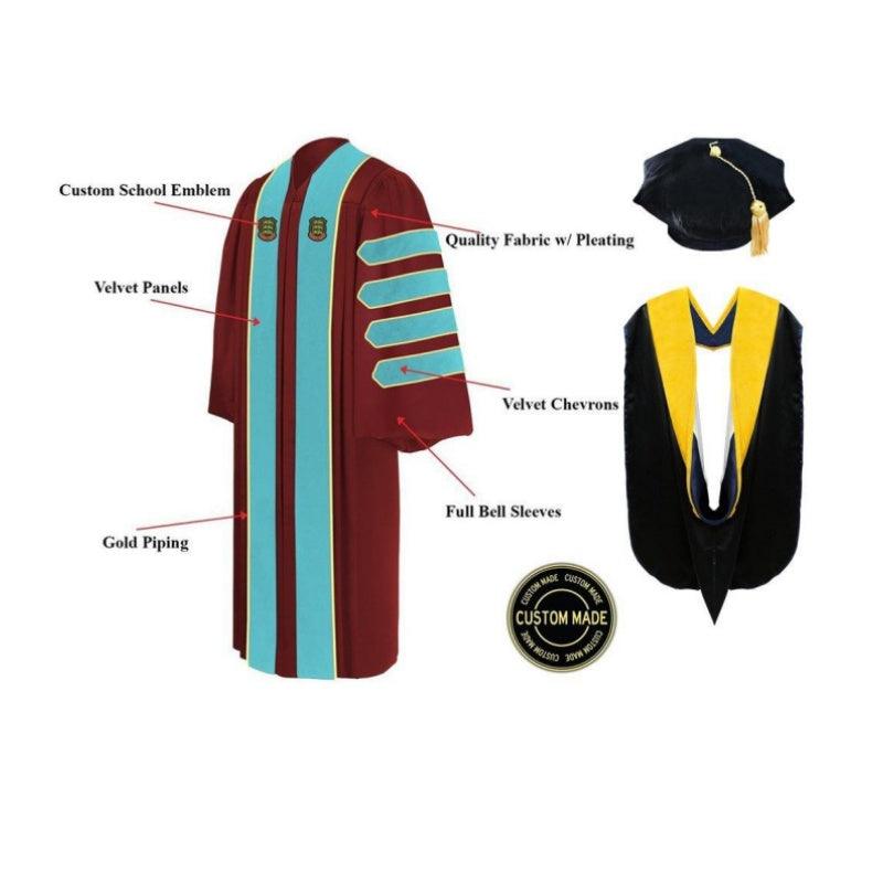Custom Doctoral Graduation Tam, Gown & Hood Package Doctorate Regalia - Graduation Cap&Gown