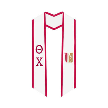 Theta Chi Trimmed Greek Lettered Graduation Stole W/ Crest - Graduation Cap&Gown