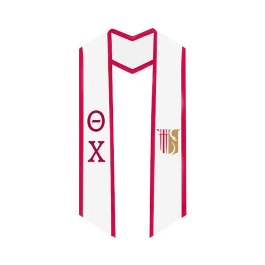Theta Chi Trimmed Greek Lettered Graduation Stole W/ Crest - Graduation Cap&Gown