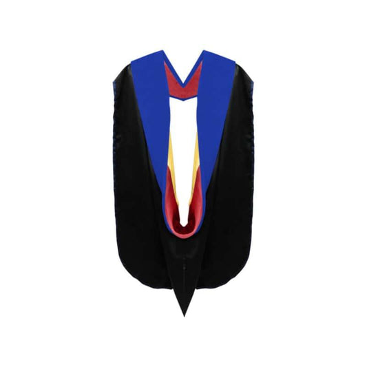 Phd Doctor Hood Royal Blue Velvet - Red & Gold - Graduation Cap&Gown