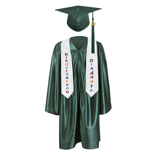 12 Colors shiny Kindergarten/Preschool Graduation Set – Gown, Cap, Stole, Tassel - Graduation Cap&Gown