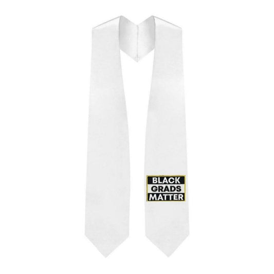White BLACK GRADS MATTER Graduation Stole - Graduation Cap&Gown