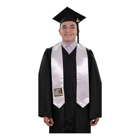 White First Gen Proud Graduation Stole - Graduation Cap&Gown