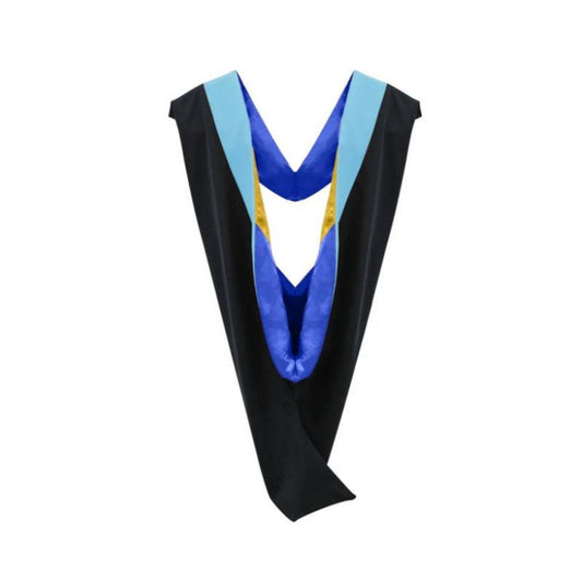 Deluxe Bachelors/Masters Hood - Light Blue Velvet, Royal Blue & Golden Yellow - Graduation Cap&Gown