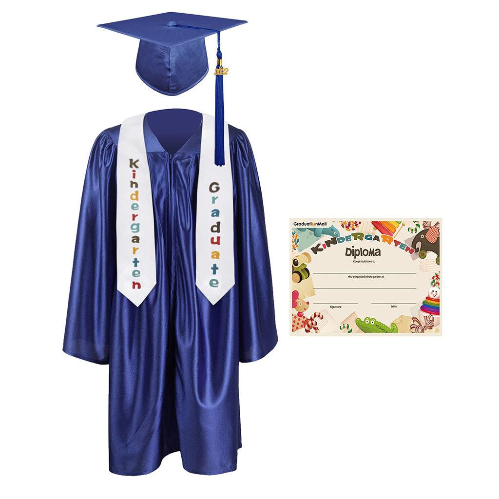 2025 Children's Graduation Gown and Cap Uniform Set with Shawl & Award - Graduation Cap&Gown