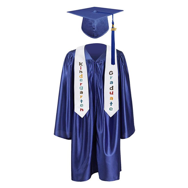 12 Colors shiny Kindergarten/Preschool Graduation Set – Gown, Cap, Stole, Tassel - Graduation Cap&Gown