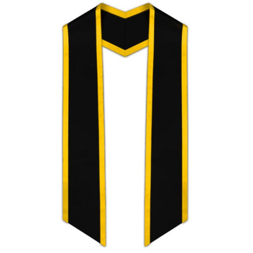 Black Slanted Graduation Stole with Gold Trim - Graduation Cap&Gown
