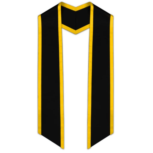 Black Slanted Graduation Stole with Gold Trim - Graduation Cap&Gown