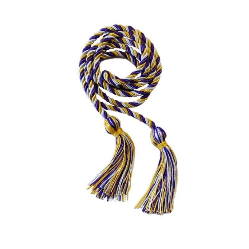 Gold, Purple and White Intertwined Elementary Honor Cord - Graduation Cap&Gown