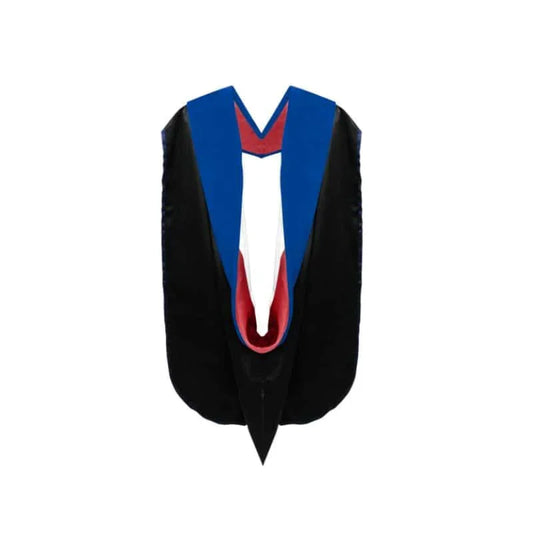 Phd Hood Royal Blue Velvet - Red & White - Graduation Cap&Gown