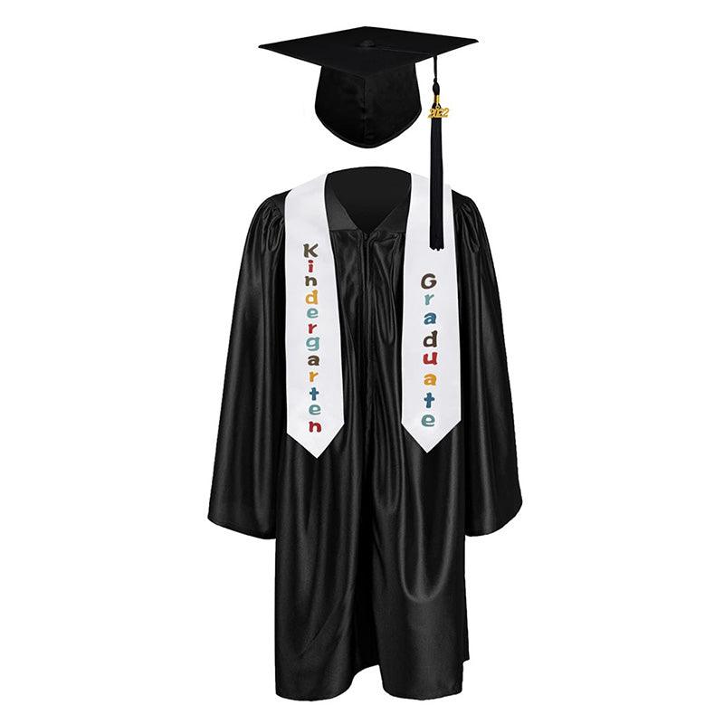 12 Colors shiny Kindergarten/Preschool Graduation Set – Gown, Cap, Stole, Tassel - Graduation Cap&Gown