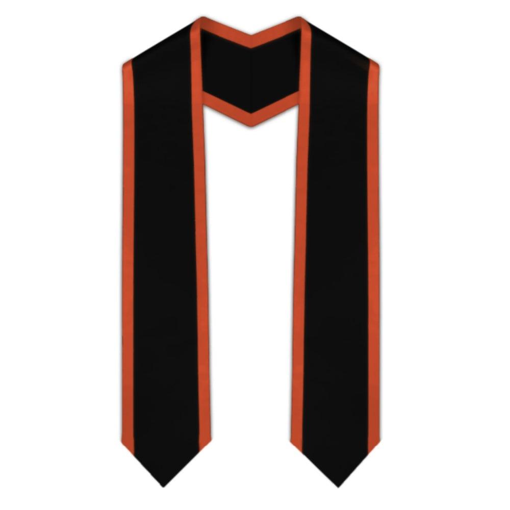 Black Pointed Graduation Stole with Orange Trim - Graduation Cap&Gown