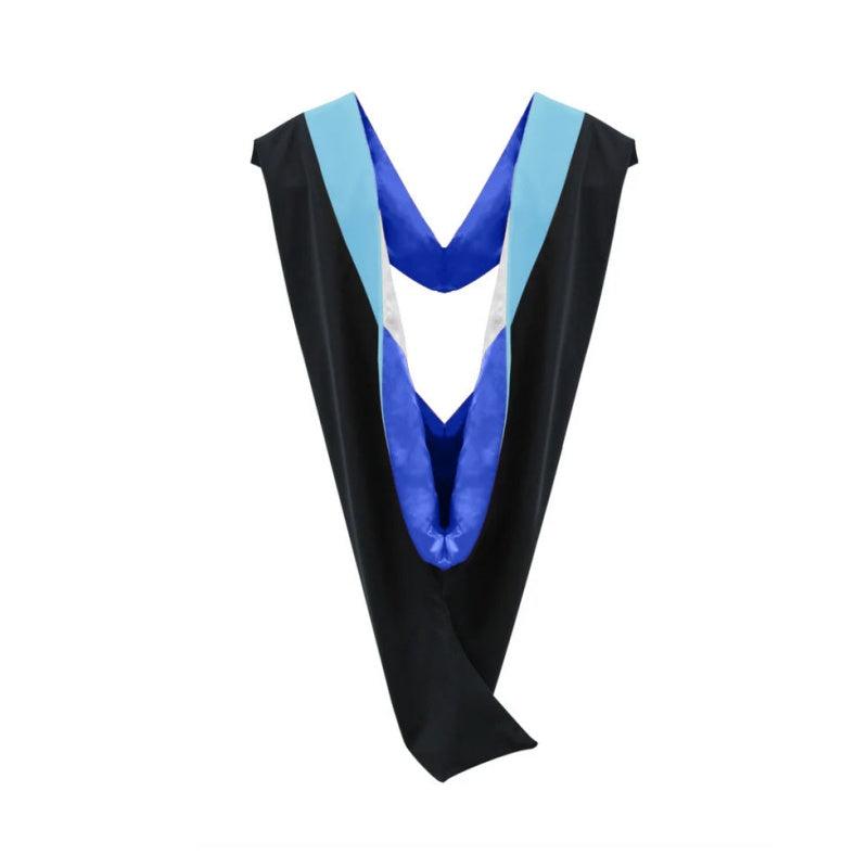 Deluxe Bachelors/Masters Hood - Light Blue Velvet, Royal Blue & White - Graduation Cap&Gown