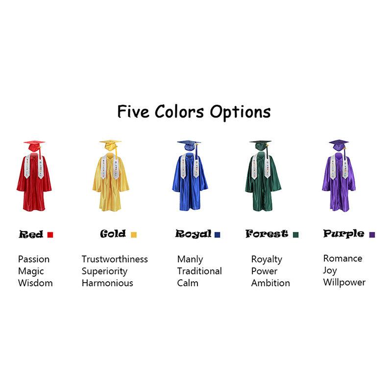 12 Colors shiny Kindergarten/Preschool Graduation Set – Gown, Cap, Stole, Tassel - Graduation Cap&Gown