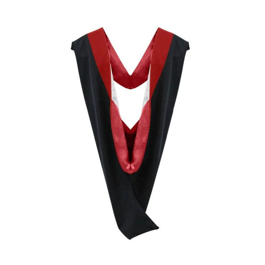 Deluxe Bachelors/Masters Hood - Scarlet Velvet, Red & White - Graduation Cap&Gown