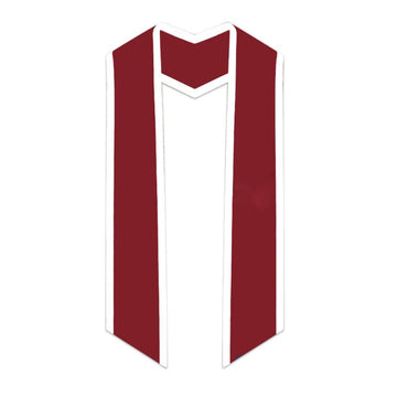 Crimson Slanted Graduation Stole with White Trim - Graduation Cap&Gown