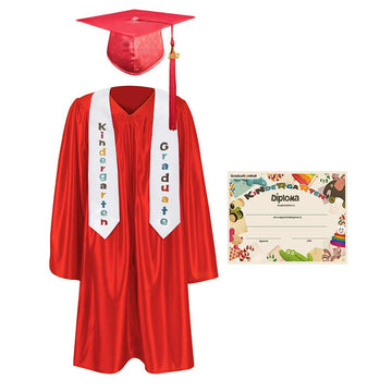 2025 Children's Graduation Gown and Cap Uniform Set with Shawl & Award - Graduation Cap&Gown