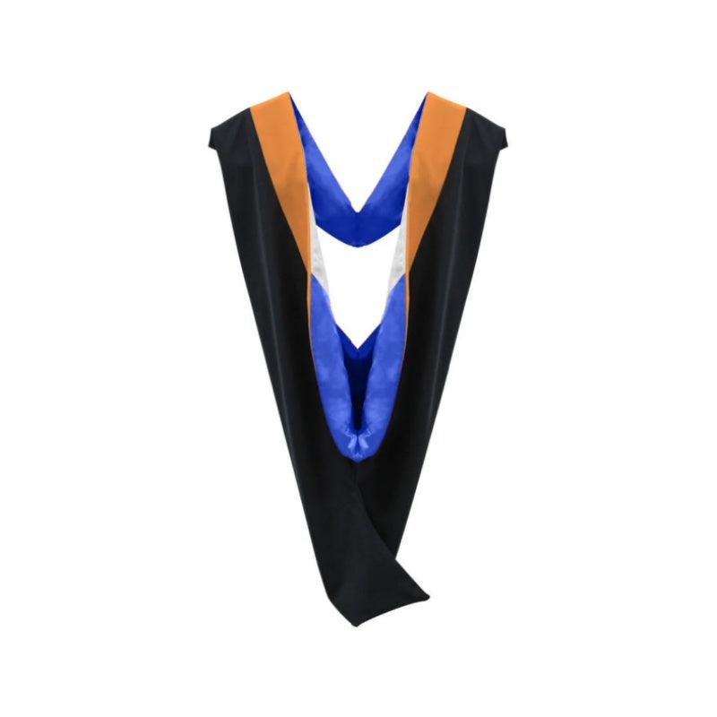 Deluxe Bachelors/Masters Hood - Apricot Velvet, Royal Blue & White - Graduation Cap&Gown