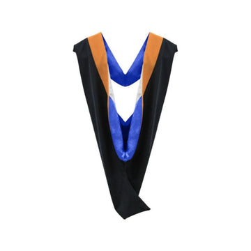 Deluxe Bachelors/Masters Hood - Apricot Velvet, Royal Blue & White - Graduation Cap&Gown