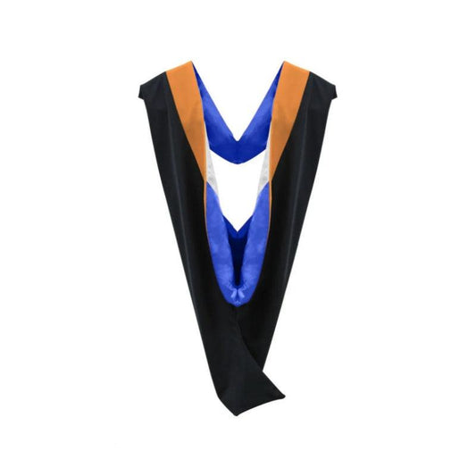 Deluxe Bachelors/Masters Hood - Apricot Velvet, Royal Blue & White - Graduation Cap&Gown