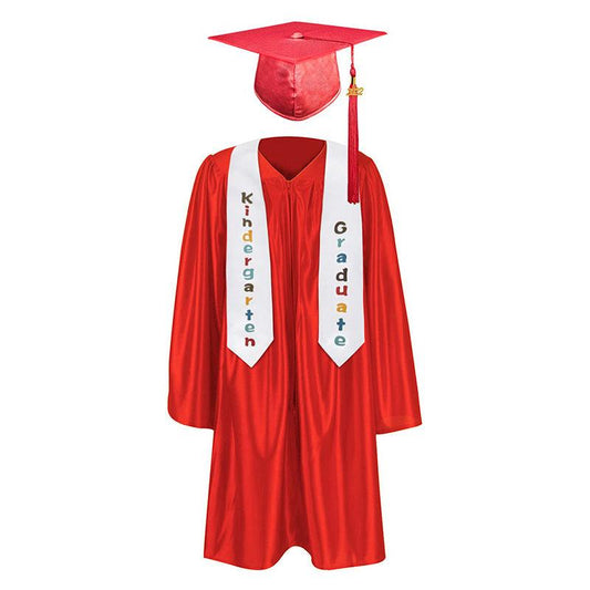 12 Colors shiny Kindergarten/Preschool Graduation Set – Gown, Cap, Stole, Tassel - Graduation Cap&Gown